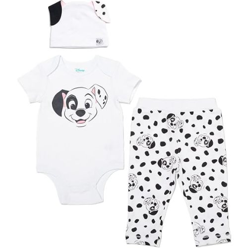 Disney Mickey Mouse Minnie Mouse Lion King Winnie The Pooh Baby Bodysuit Pants and Hat 3 Piece Outfit Set Newborn to Infant