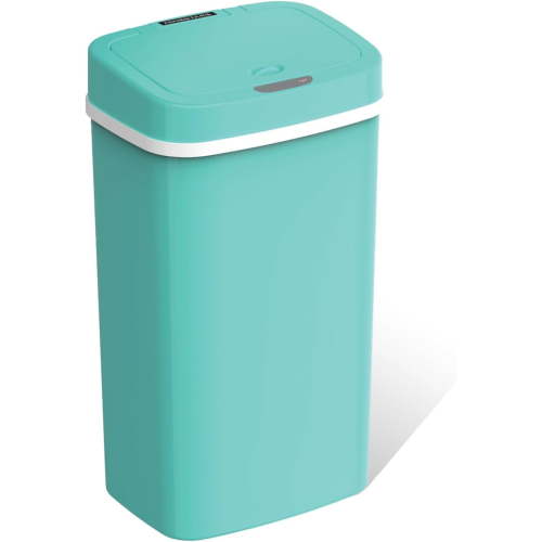 Ninestars NPT-16-1TB Automatic Touchless Motion Sensor Diaper Pail, 16 Liter, Plastic, with Lid, Blue Green