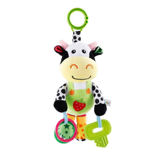 Gallickan Cow Musical Baby Toys, Cow Plush Toy with 32 Music, Bells, Teether, Pull Tabs, Baby Car Seat Toys for Baby, Newborn, Infant 0-6 6-12 Months, White