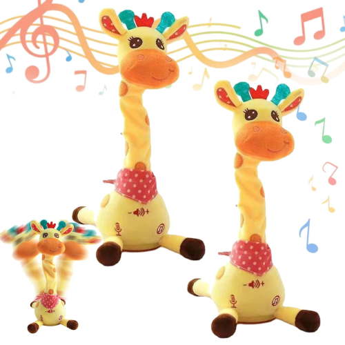 12" Musical Giraffe Toy – Sings, Dances & Repeats What You Say, Dancing Talking Giraffe Toy Tummy Time Light Up Interactive Voice Imitation（2Pc）