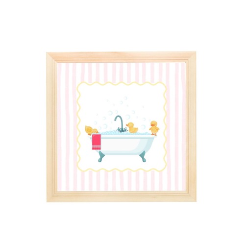 Girls Bathroom Wall Art, Pink ducks bathtub Print, Toddler Bathroom Decor, Childrens Bathroom Art, bath bubbles ducks pink yellow wall decor