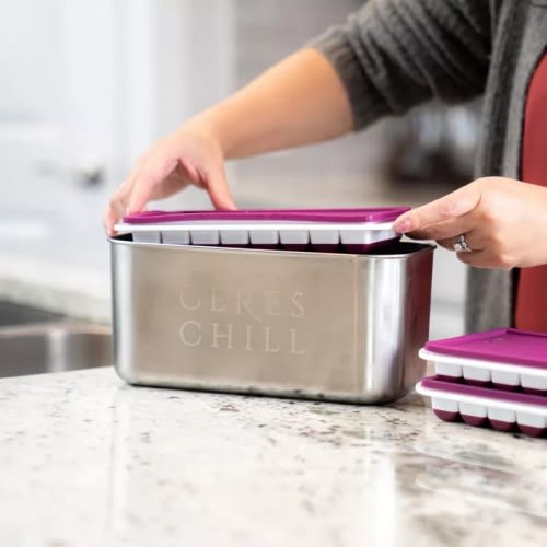 CERES CHILL The Milkstache Luxe Reusable Breastmilk Freezer Storage Container - 1/2 Ounce Cubes fit Any Baby Bottle, Stainless Steel, 1 Count