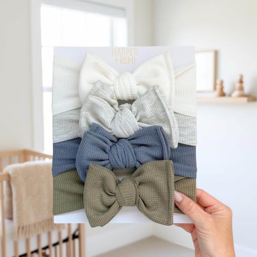 Seaside Essentials (Blue + Green) | Waffle Baby Bow Bundle