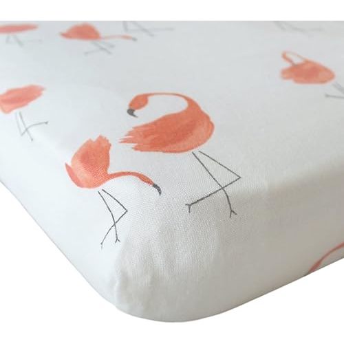 Baby Changing Pad Cover Set Muslin, Portable Contoured Diaper Change Pad Sheet for Boys and Girls by Vlokup, Flamingo