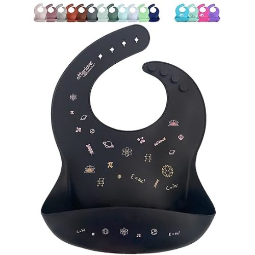 otterlove Silicone Bib – 100% Pure Platinum LFGB Baby Bibs with No Fillers – Wide Food Catching Pocket – Easy Clean – Mess Proof – Dishwasher Safe – BPA and Phthalate Free