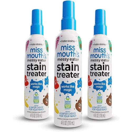 Miss Mouth's Messy Eater Stain Treater Spray - 4oz 3 Pack Stain Remover - Newborn & Baby Essentials - No Dry Cleaning Food, Grease, Coffee Off Laundry, Underwear, Fabric