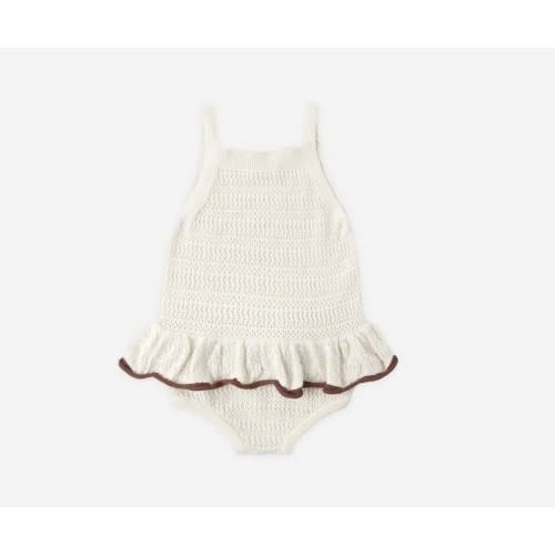 Crochet Ruffle Romper Natural