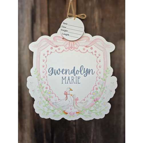 Floral Goose Printed Custom Personalized Name Sign | Hospital Door Hanger | Grandmillenial Announcement | Custom Baby Name Sign | Name Sign