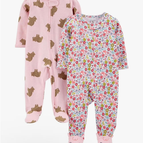 Simple Joys by Carter's Baby Girls' Cotton Footed Sleep and Play, Pack of 2