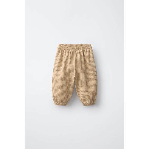 TEXTURED STRIPED PANTS - Ocher | ZARA United States
