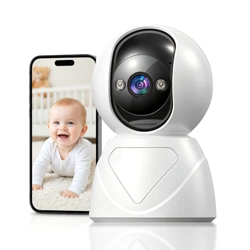 Baby Monitor with Camera and Audio, 3MP Baby Camera for Room, 355° Pan Tilt, Smart Motion Tracking, 3X Zoom, Color Night Vision, Two-Way Talk, 5G/2.4G WiFi, SD/Cloud