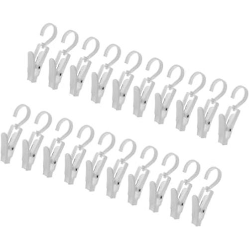 Unomor 20pcs Laundry Clips for Socks Hats Towels Clothes Hanger Versatile Hook Clips for Organizing Household Items Drying