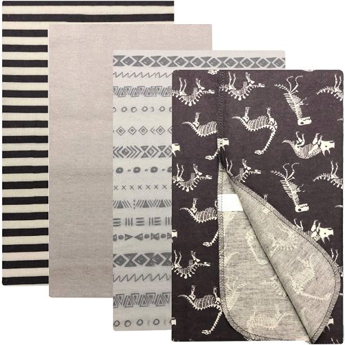 Receiving Blankets for Baby Boy & Baby Girl 4 Pack Flannel Blanket Set 100% Cotton Fabric One Size