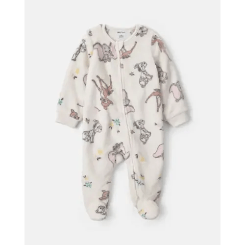 Baby Girl 2-Way Zip Disney© Cozy Sleep & Play Pajamas - Grey | Carter's