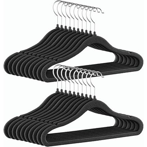 Kids Velvet Hangers Baby Hangers Black Infant Hanger for Closet Non Slip Children Hanger