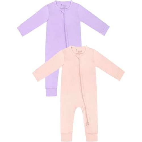 Jimonda Baby Romper Boys Girls Bamboo Pajamas 2-Way Zipper Footless Unisex Long Sleeve Sleepers Sleep and Play 0-24 Months