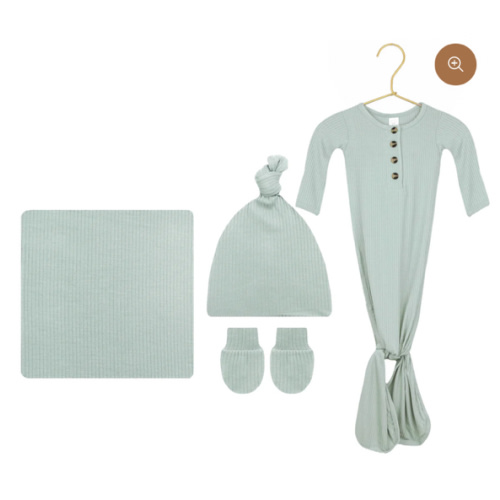 Bailey Ribbed Newborn Hat Bundle (Gown)