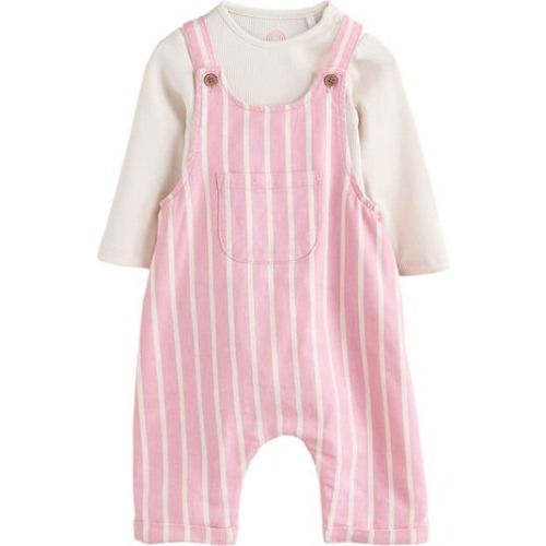 Stripe Overalls & Long Sleeve T-Shirt, 3-6M
