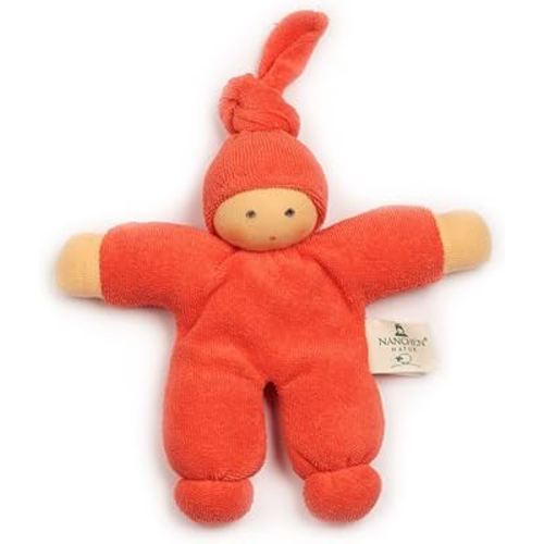 Small Organic Cotton Doll - Pimpel-Orange Red