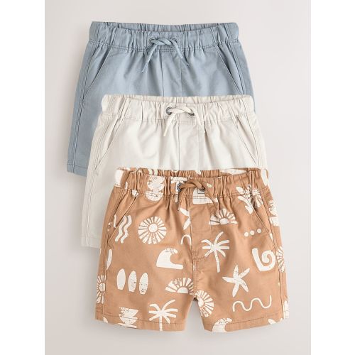 Blue/Neutral/Orange Pull On Shorts 3 Pack (9-12 months)