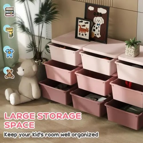Qaba 3 Tier Kids Storage Unit with 3-9 Drawers Chest Toy Organizer | Holiday Sales TikTok Shop