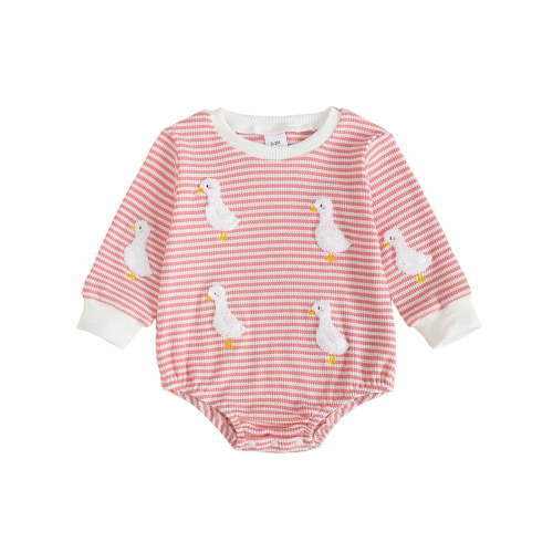 Staki Baby Girl Fall Romper Long Sleeve Onsies for Baby Girls' Bodysuits Newborn Infant Ribbed Fall Baby Girl Romper Undershirt(Pink,0-3 Months)