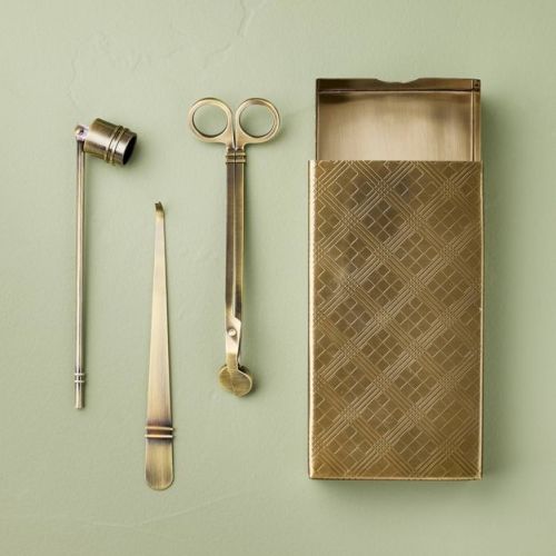 4pc Candle Tool Accessories in Brass Finish Box - Hearth & Hand™ with Magnolia