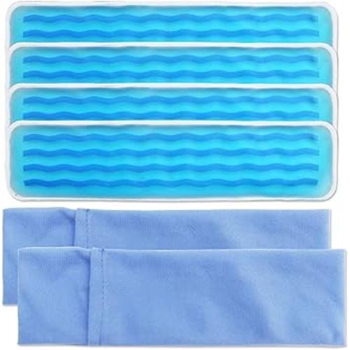 Postpartum Cold Pack, Perineal Cooling Pad Pregnancy & Hemorrhoid Pain Relief, Postpartum Ice Pack Pads with 2 Washable Sleeves (Blue (4 ice Pack+2 Fabric Cover))