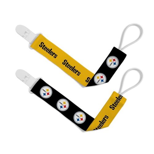 Baby Fanatic Officially Licensed Unisex Pacifier Clip 2-Pack - NFL Pittsburgh Steelers - Officially Licensed Baby Apparel
