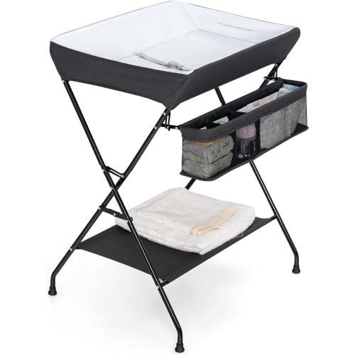 Amazon.com: Costzon Changing Table, Portable Baby Changing Table Foldable Diaper Changing Station with Safety Belt, Large Storage Rack & Shelf, Nursery Organizer for Newborn Infant (Black)