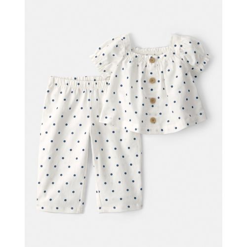 Baby Girl 2-Piece Polka Dot Short-Sleeve Tee & Pant Set - White | Carter's