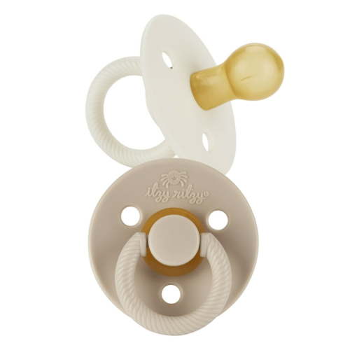 Natural Rubber Infant Pacifiers; for Ages 0 - 6 Months; 2-Pack of Coconut & Toast