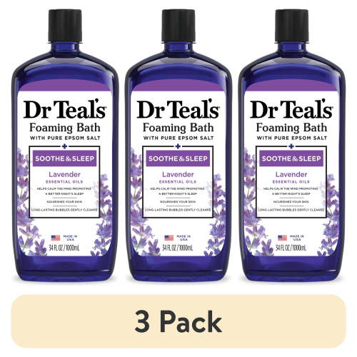 (3 pack) Dr Teal's Foaming Bath with Pure Epsom Salt, Soothe & Sleep with Lavender, 34 fl oz