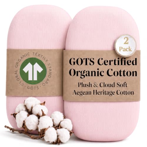 2-Pack Organic Cotton Bassinet Sheets for Halo Bassinest, 4moms mamaroo