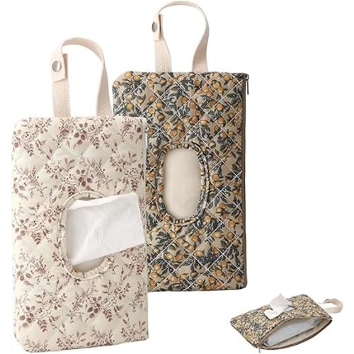 Quilted Baby Wipe Holder,Quilted Baby Diaper and Wipes Pouch,Floral Diaper Pouch Portable Mommy Bag,Reusable Wipes with Lanyard,Convenient Wipe Pouches for On-The-Go Parents (Set)