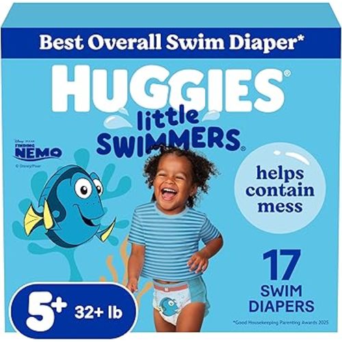 Huggies Little Swimmers Disposable Swim Diapers, Size 5-6 (32+ lbs), 17 Ct