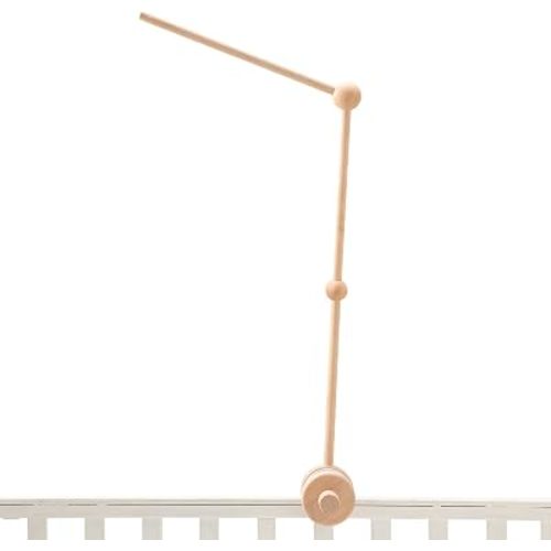 Crib Mobile Arm Wooden Mobile for Crib Arm 27 Inch Baby Crib Mobile Arm for Hanging Baby Toys 100% Natural Beech Wood Mobile Crib Arm with Strong Anti Slip Attachment Crib Mobile Arm for Nursery Décor (Updated Arm)