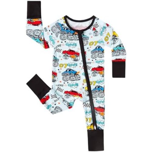 MOSSRIVER Bamboo Viscose Baby Footies with Mitten Cute Prints Long Sleeve Romper Jumpsuit Toddler One-Piece Outfits