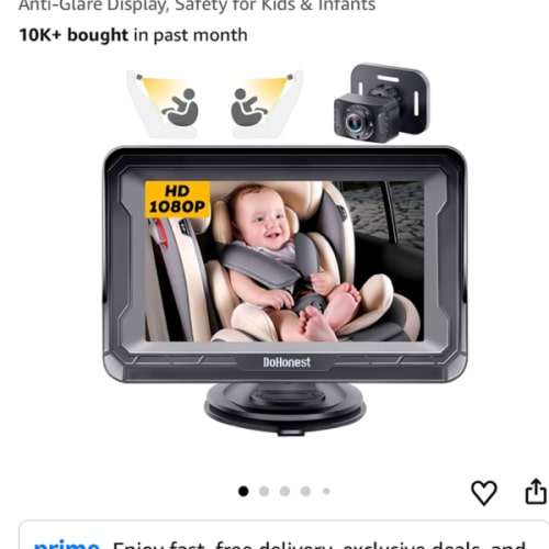 DoHonest Baby Car Camera HD 1080P - Rear-Facing Car Baby Monitor with Night Vision, Adjustable View Angle, Easy Setup, Anti-Glare Display, Safety for Kids & Infants