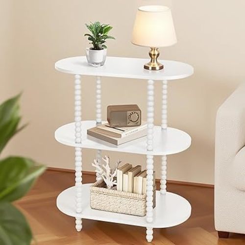 Narrow Entryway Table, 3-Tier Modern Console Tables for Small Spaces, Wood Small Couch Table Behind Sofa for Hallway, Living Room and Bedroom, White