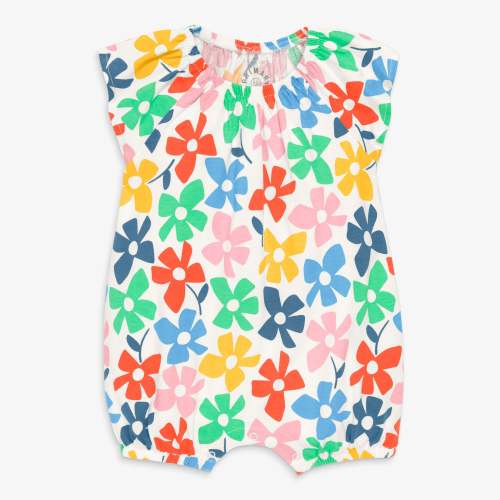 Baby flutter sleeve shortie in rainbow blooms | Primary.com