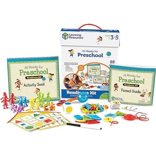 Learning Resources All Ready for Preschool Readiness Kit - 60 Activities Set, Ages 3+, Kindergartner Preparation Kit, Preschool Homeschool, Preschool Curriculum Kit