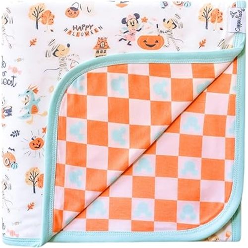 Copper Pearl Large Premium Knit Baby 3 Layer Stretchy Quilt Blanket Mickey Mouse's Boo Bash