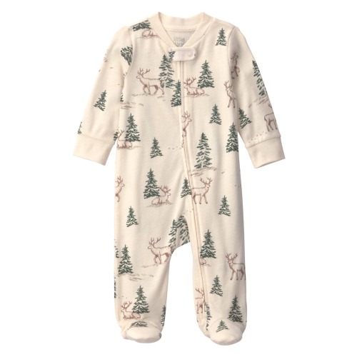 Print Organic Cotton Zip Footie