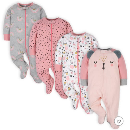 Gerber Baby Girls 4 Pack Sleep 'N Play Footie
