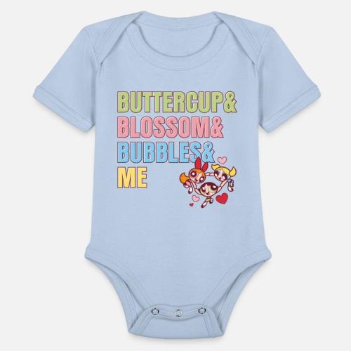 Powerpuff Girls Buttercup Blossom Bubbles Me Organic Short-Sleeved Baby Bodysuit