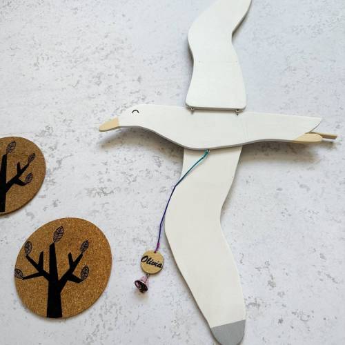 Hanging Wooden Seagull | Wooden Decoration | Wooden Bird Mobile | Unique Wooden Gift | Unique Handmade Gift|  | Flying Mobile