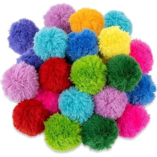 RAINFLOW 20 Pcs 3 Inch Yarn Pom Poms for Crafts – Large Craft Fuzzy Pompoms