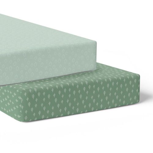 Bubba Blue Nordic Jersey Cot Fitted Sheet 2 Pack Avocado/Forest