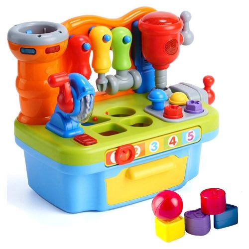 Timy Musical Workbench Tool Toy Learning Toys for Toddlers Girls Boys with Shape Sorter Tools Gift